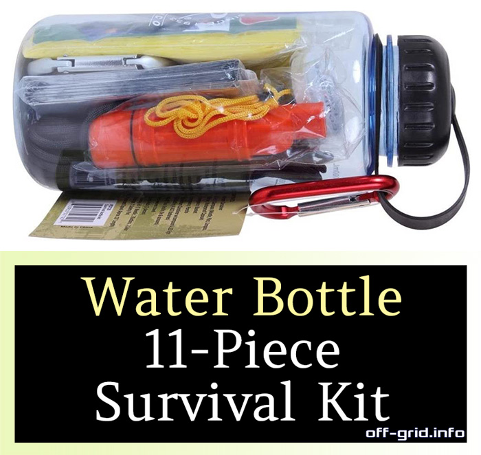 Water Bottle Survival Kit 11-Piece Emergency Camp & Prepper Kit
