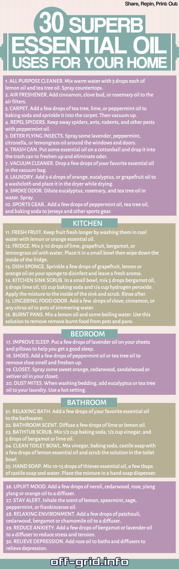 30 Superb Essential Oil Uses For Your Home (Infographic)
