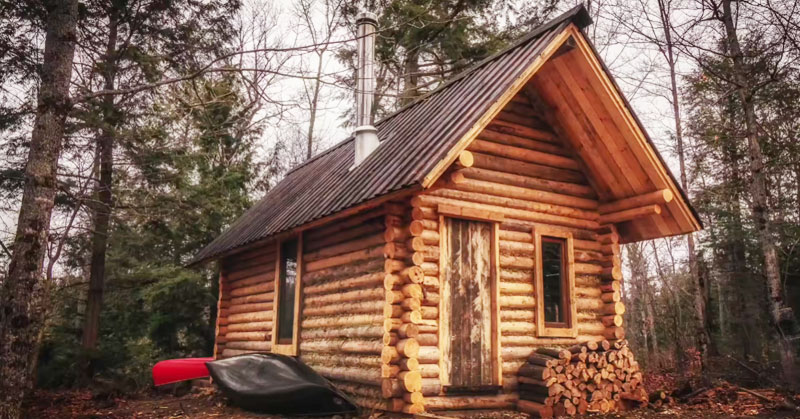 Man Builds Off Grid Log Cabin Alone In The Canadian Wilderness Off Grid