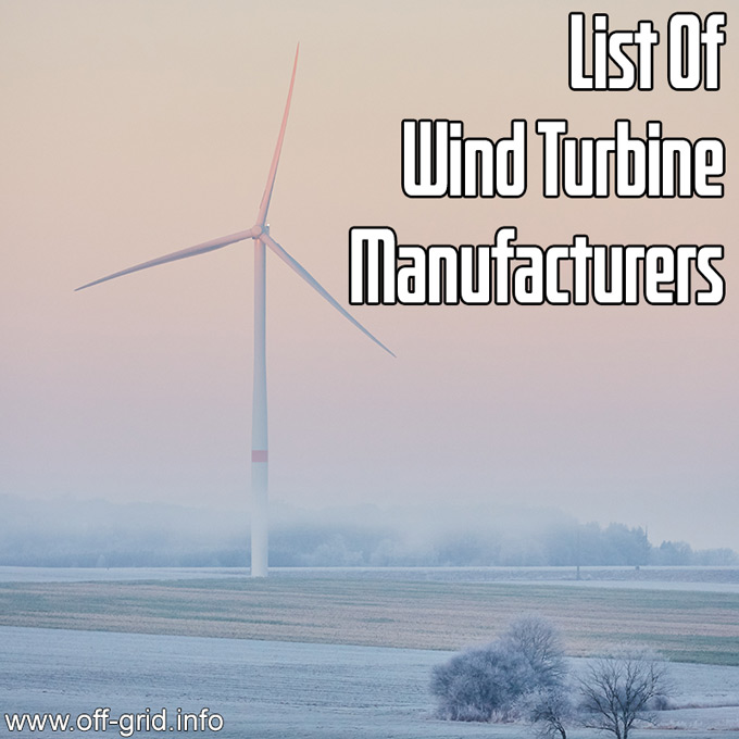 List Of Wind Turbine Manufacturers